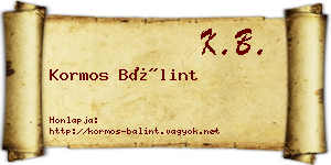 Kormos Bálint névjegykártya